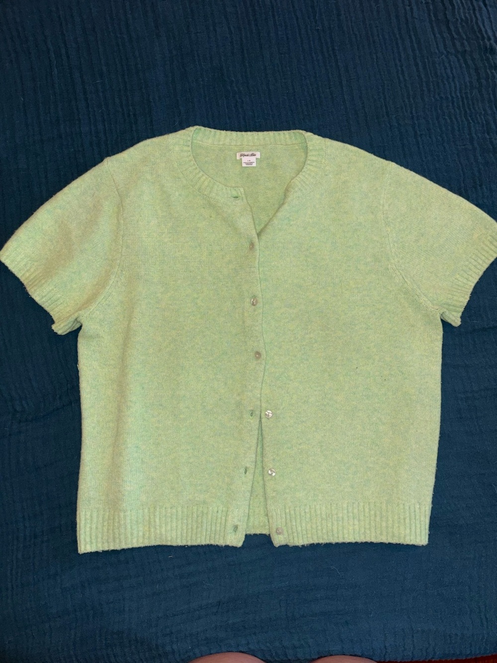 Kimchi Blue Rachel Short‑Sleeve Cardigan – Green (Size L)